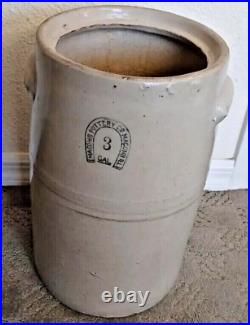Very Rare 3 gallon Vintage Stoneware Crock Macomb Pottery Co Macomb IL