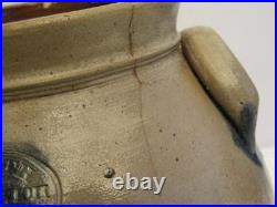Very Rare W. Smith N. Y. C Blue Decorated Ovoid Stoneware Crock 1830's/40's
