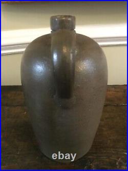 Very Scarce Antique Salt Glaze Stoneware Jug, Strasburg, Va by Miller & Woodard