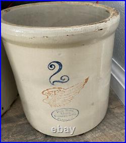 Vintage 2 Gallon Union Stoneware Red Wing Crock Excellent Condition
