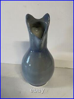 Vintage 9.5 Louisville Stoneware Kentucky Pottery Blue Cat Pitcher