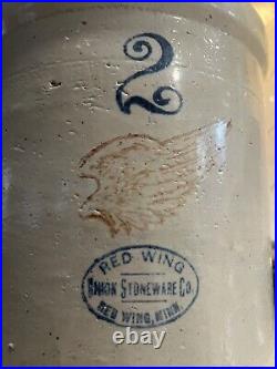 Vintage Antique Red Wing Pottery 2 Gallon Stoneware Crock Large 4 Wing