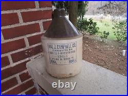 Vintage Antique Stoneware Crock Jug Wm J Campbell Bakers Philadelphia Pa Whiskey