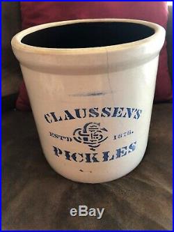 Vintage Claussen Claussens Pickles Crock 2 Gallon Stoneware 1876 Rare