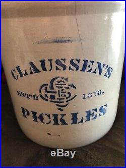 Vintage Claussen Claussens Pickles Crock 2 Gallon Stoneware 1876 Rare