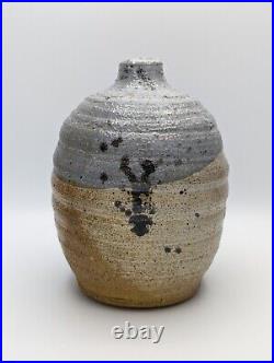 Vintage Douglas L Johnson Vase Studio Art Pottery Blue Yellow Stoneware Signed