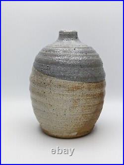 Vintage Douglas L Johnson Vase Studio Art Pottery Blue Yellow Stoneware Signed