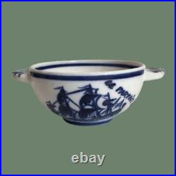 Vintage HB Quimper faience stoneware pottery souvenir porringer handled bowl
