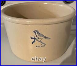 Vintage Half Gallon Bluebird Crock Stoneware Pottery Burley Bowl. Rare & unique