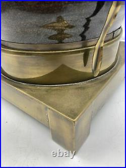 Vintage Hart Associates Designer Lamp Pottery Brass Stoneware Leaf MCM Modernist