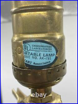 Vintage Hart Associates Designer Lamp Pottery Brass Stoneware Leaf MCM Modernist