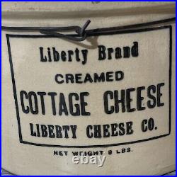 Vintage Liberty Brand Cottage Cheese Black & White Stoneware Pottery Croc