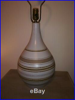 Vintage Mid-Century MARTZ Teardrop Stoneware Pottery Lamp withTeak Wood Finial