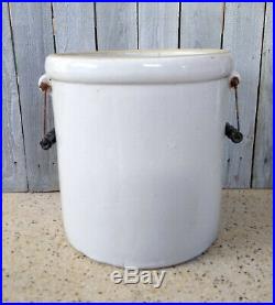 Vintage Primitive 5 Gallon Red Wing Potteries Stoneware Crock with Bail Handles