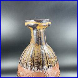 Vintage Primitive Studio Art Pottery Stoneware Pottery Bottle Vase Earthy Glazed