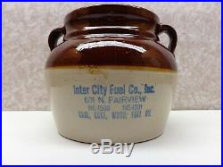 Vintage RED WING Pottery Stoneware Advertising Bean Pot INTER CITY FUEL CO INC