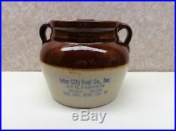 Vintage RED WING Pottery Stoneware Advertising Bean Pot INTER CITY FUEL CO INC