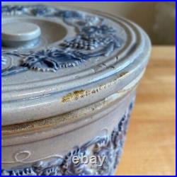 Vintage Robinson Clay Products Stoneware Butter Cheese Cake Crock Grape Pattern