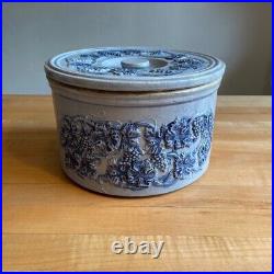 Vintage Robinson Clay Products Stoneware Butter Cheese Cake Crock Grape Pattern