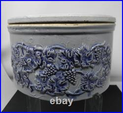 Vintage Robinson Clay Products Stoneware Cake Crock Grape Pattern