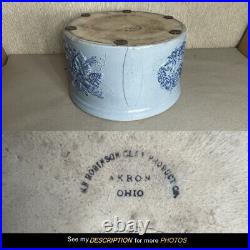 Vintage Robinson Clay Products Stoneware Cheese/Butter Crock Blue Grape Pattern
