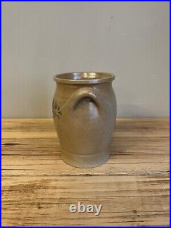Vintage Salt Glazed Stoneware Crock Brown With Handles