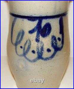 Vintage Salt Glazed Stoneware/pottery Cobalt Handled Pitcher/jug Wonderful