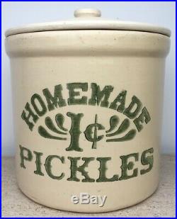 Vtg Antique Homemade 1c Pickles Crock FRIENDS Monica Geller 2 Gallon Stoneware