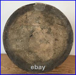 Vtg Antique Primitive Stoneware Clay Pottery Small Pickle Crock Bowl 12 wide