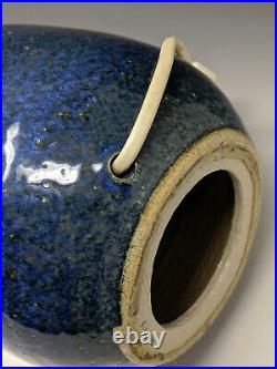 Vtg Dutch Mid-Century Modern ZAALBERG Art Pottery Lamp SUPERB MOTTLED BLUE GLAZE