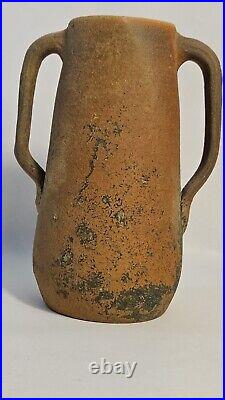 Vtg Early 1900's 2 Handled Red Clay Stoneware By American Folk Artist E. J. Brown