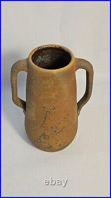 Vtg Early 1900's 2 Handled Red Clay Stoneware By American Folk Artist E. J. Brown