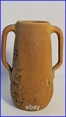 Vtg Early 1900's 2 Handled Red Clay Stoneware By American Folk Artist E. J. Brown