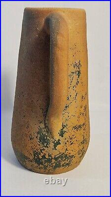 Vtg Early 1900's 2 Handled Red Clay Stoneware By American Folk Artist E. J. Brown