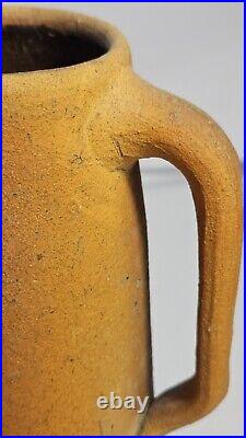 Vtg Early 1900's 2 Handled Red Clay Stoneware By American Folk Artist E. J. Brown