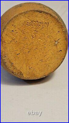 Vtg Early 1900's 2 Handled Red Clay Stoneware By American Folk Artist E. J. Brown