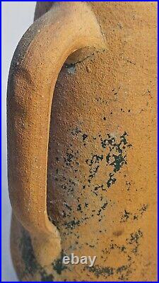 Vtg Early 1900's 2 Handled Red Clay Stoneware By American Folk Artist E. J. Brown