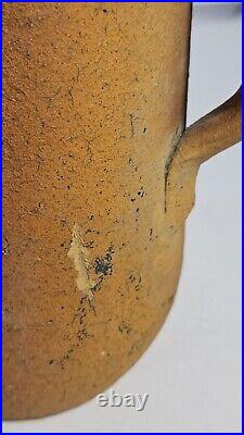 Vtg Early 1900's 2 Handled Red Clay Stoneware By American Folk Artist E. J. Brown