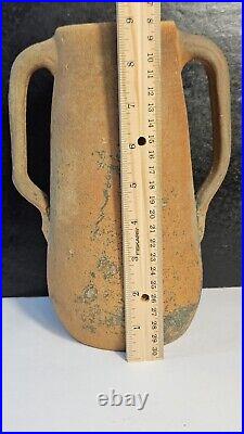 Vtg Early 1900's 2 Handled Red Clay Stoneware By American Folk Artist E. J. Brown