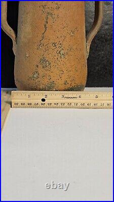 Vtg Early 1900's 2 Handled Red Clay Stoneware By American Folk Artist E. J. Brown