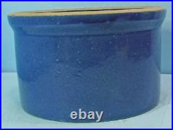 Vtg. Solid Blue Short Squat 5 Quart Stoneware Jar Monmouth Macomb Ruckles