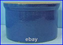 Vtg. Solid Blue Short Squat 5 Quart Stoneware Jar Monmouth Macomb Ruckles