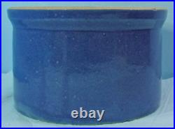 Vtg. Solid Blue Short Squat 5 Quart Stoneware Jar Monmouth Macomb Ruckles