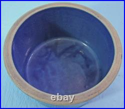 Vtg. Solid Blue Short Squat 5 Quart Stoneware Jar Monmouth Macomb Ruckles