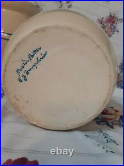 Vtg master potter e j humphries blue ring Crock Stoneware Marshall Pottery TX