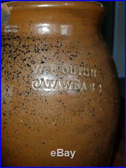 W. F. Outen Rare Primitive Churn Pottery Stoneware Catawba SC Read description