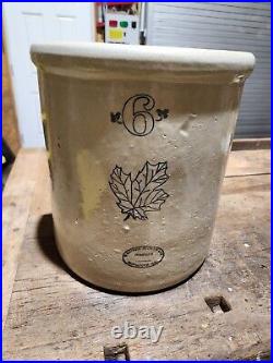 Western Stoneware Company Pottery 6 gallon 14 Tall Crock Leaf