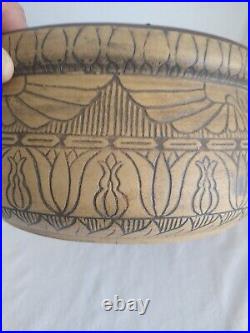 Western Stoneware Monmouth Il Art Pottery Brushware Egyptian Bowl Antique 1920