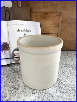 White Stoneware Crock Antique Utensil Holder Pottery Crock