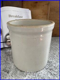 White Stoneware Crock Antique Utensil Holder Pottery Crock